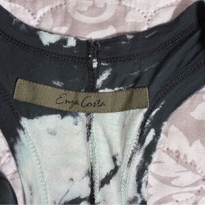 Enza Costa Black Marble Tie-Dye Racerback Tank